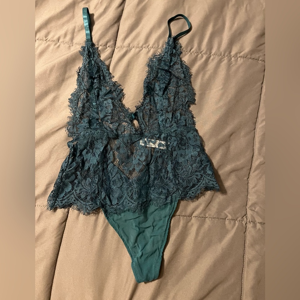 Adore Me Teal Lace Bodysuit